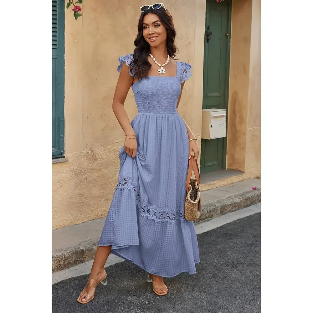 Supreme Fashion Midi Dress Sleeveless Womens M Pink Flutter Sleeve Elegant NWT - Picture 10 of 16